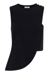 Astrid Asymmetric Sleeveless Suiting Top - Black